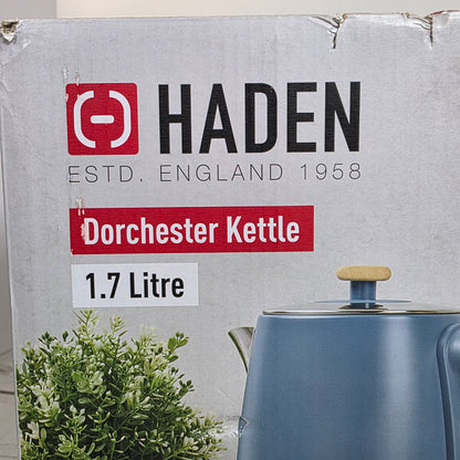 NIB New HADEN Dorchester Stainless Electric Kettle 1.7 Litre Stone Blue 75047- RARE FACTORY SEALED!!!