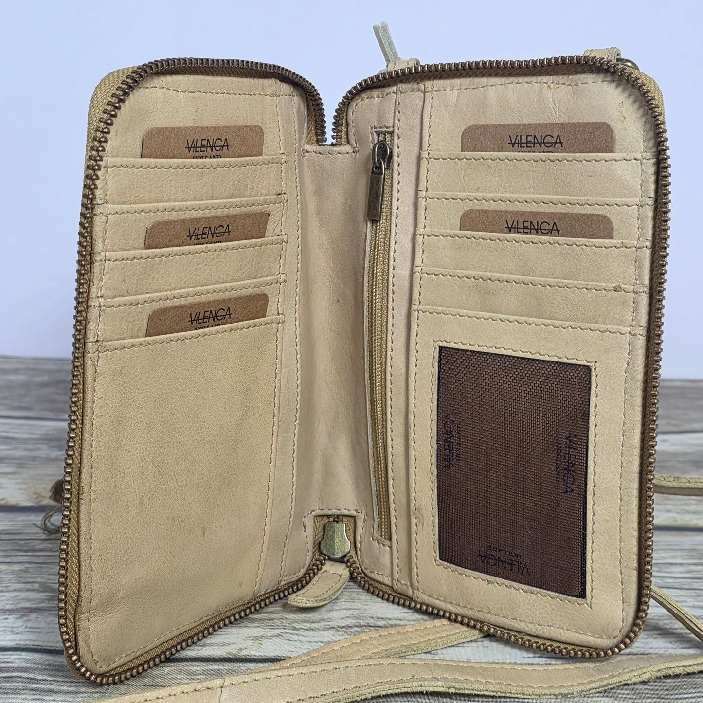 NWT New Valencia Small Crossbody Phone Wallet Bag Genuine Leather Beige TK375