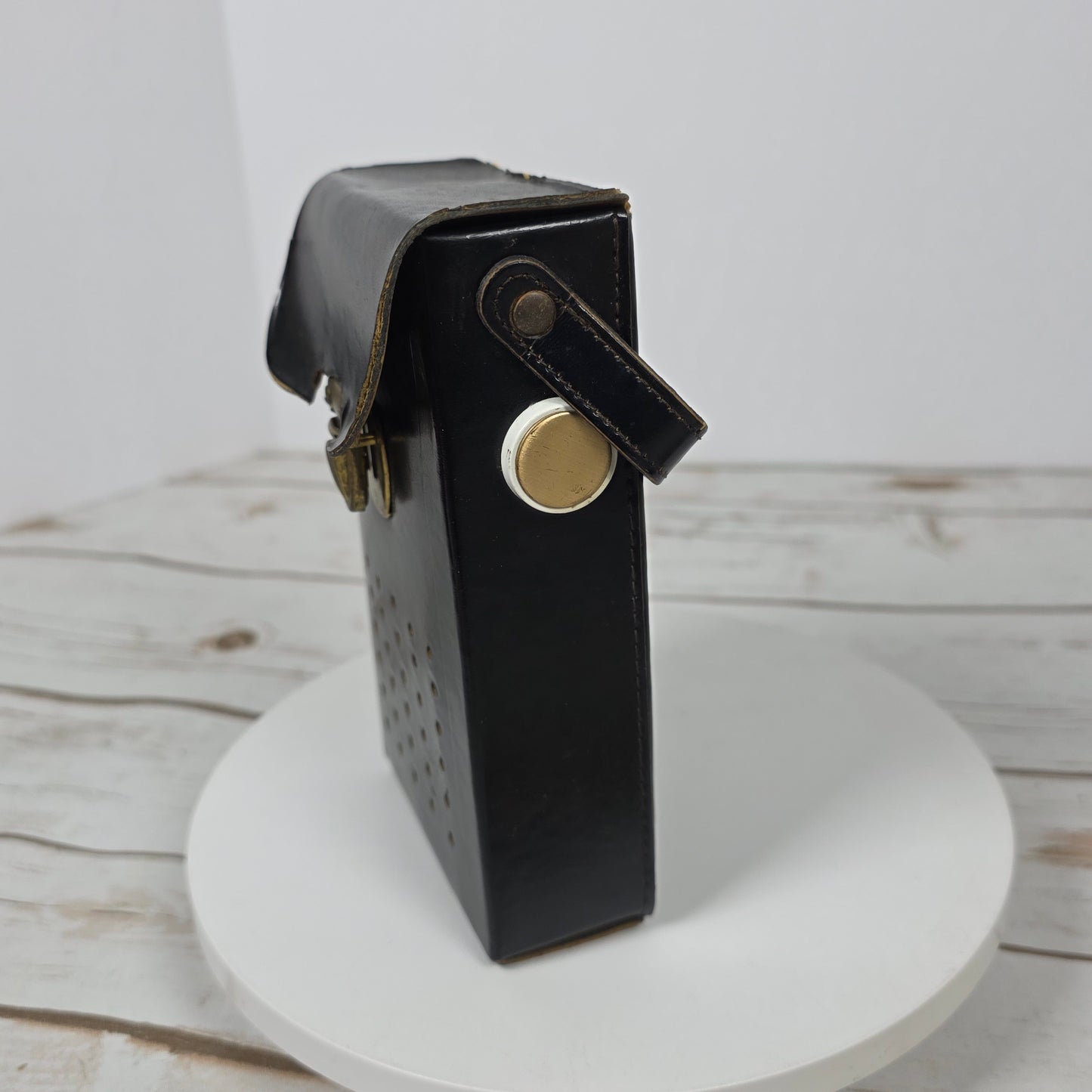 Vintage Faux Leather Transistor Radio Hidden Glass Flask