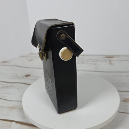 Vintage Faux Leather Transistor Radio Hidden Glass Flask