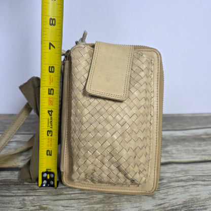 NWT New Valencia Small Crossbody Phone Wallet Bag Genuine Leather Beige TK375