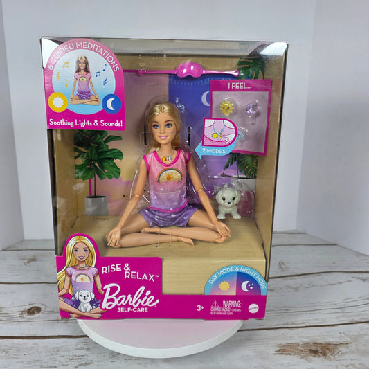 NIB New Poseable Rise & Relax Meditation Barbie Doll Blonde Self-Care Yoga Poses