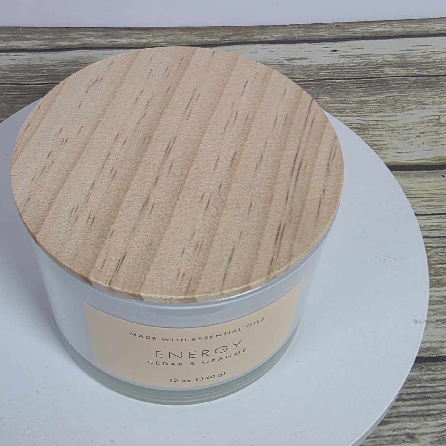 Set of 4 New Threshold 12oz Energy Cedar & Orange 3 Wick Glass Candles