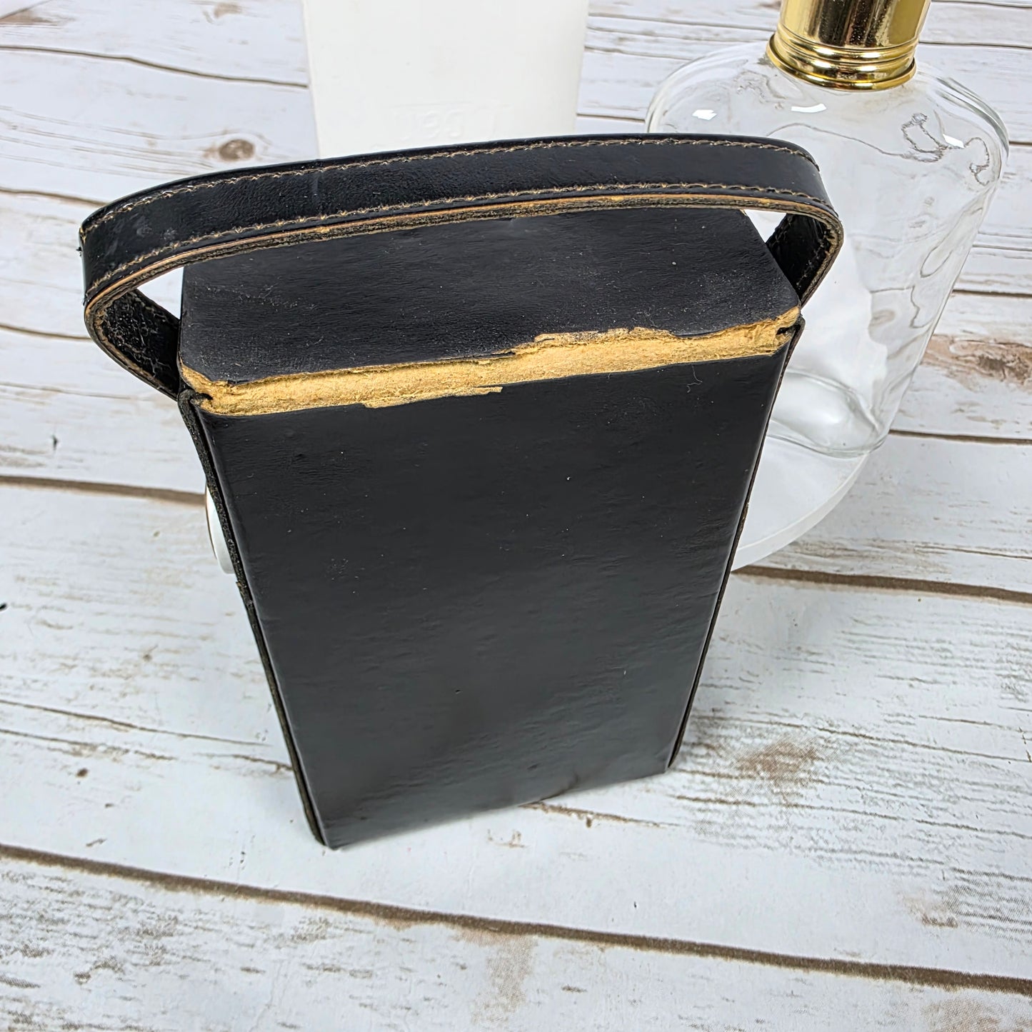 Vintage Faux Leather Transistor Radio Hidden Glass Flask