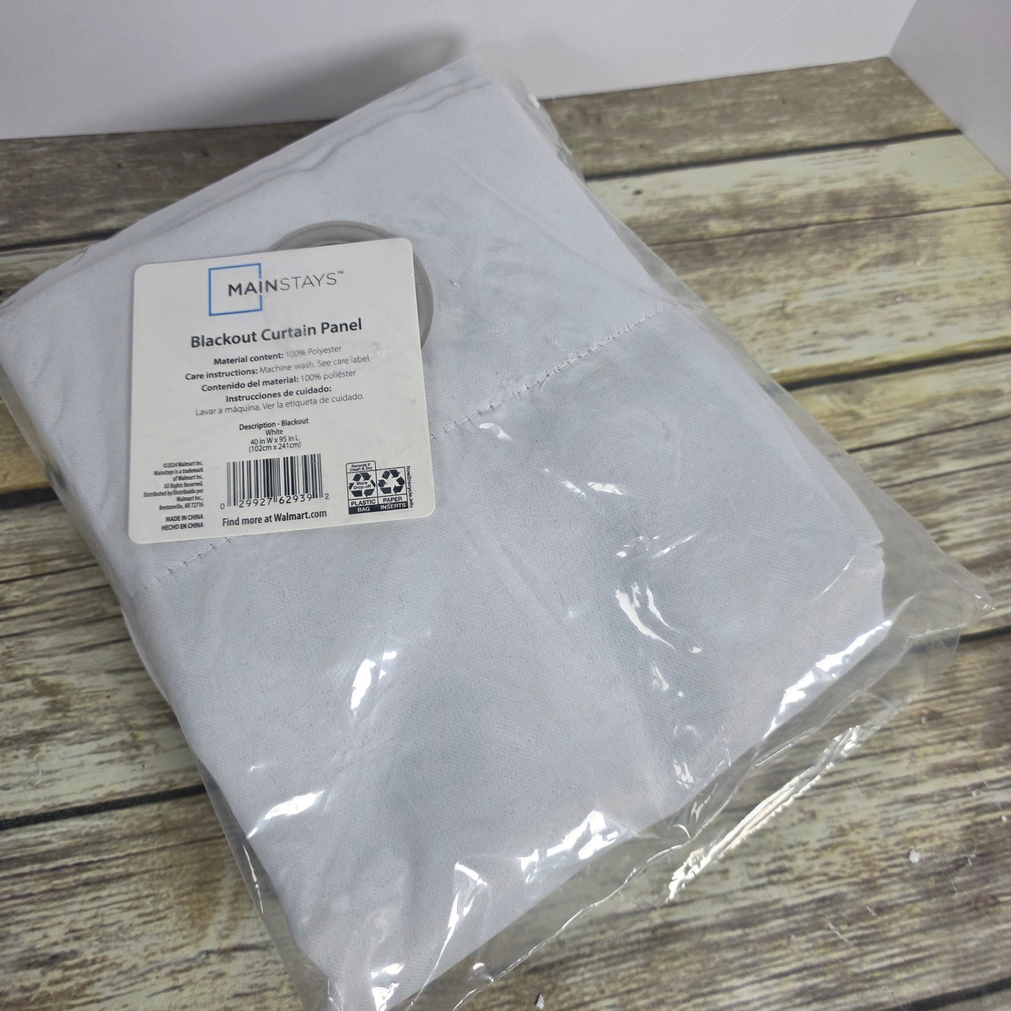 NWT New Mainstays Blackout Curtain Panel White 40x95"L