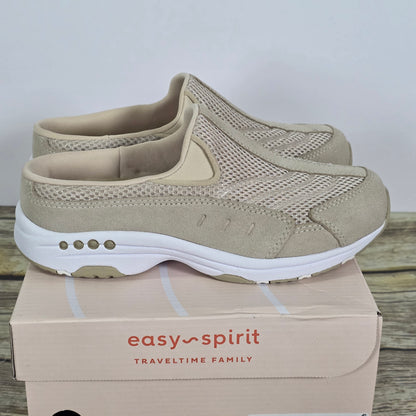 NIB New Women's Easy Spirit Travel Time Slides Light Natural w White 6.5M