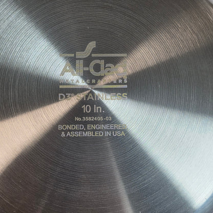 NIB New All-Clad Metalworkers 10" D3 Stainless Steel Covered Fry Pan 3582405-03