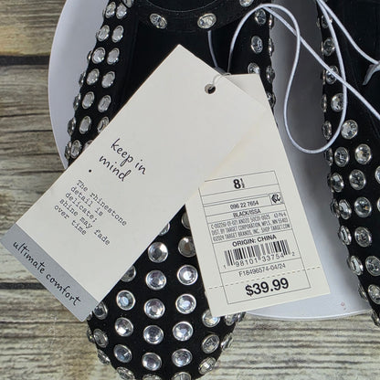 New Women's A New Day Issa Rhinestone Flats Black Size 8.5