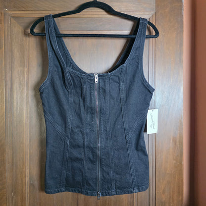 NWT New Women's Uniserval Thread Goods Co Black Denim Tank Size 6 Zipper Front