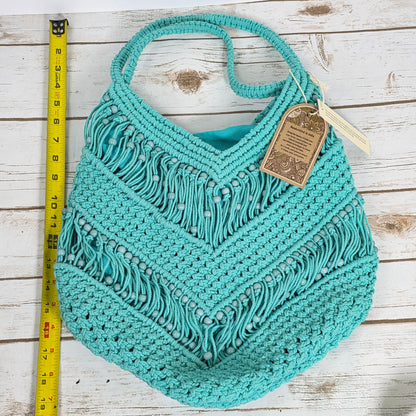 NWT New Aqua Blue Woven Shoulder Bag Purse Handcrafted in India