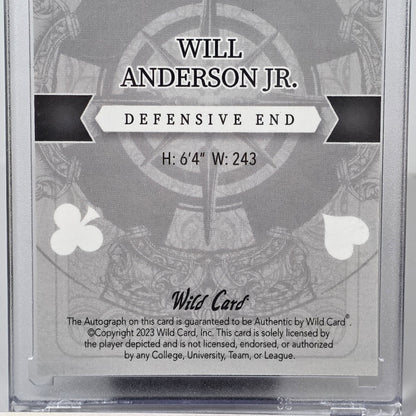 2023 Wild Card 5 Card Draw Autographed Will Anderson Jr. JOKER CASE HIT 1/1