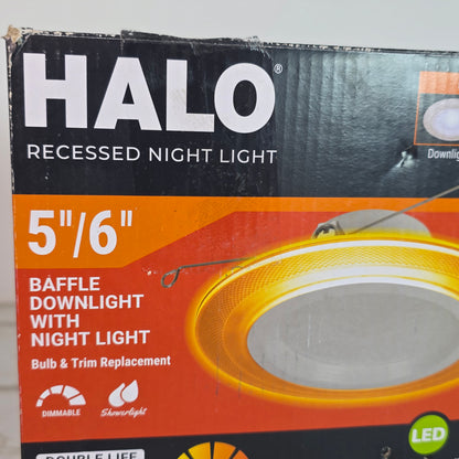 NIOB New HALO Recessed Night Light 5"/6" Baffle Downlight w/ Night Light Bulb & Trim Replacement