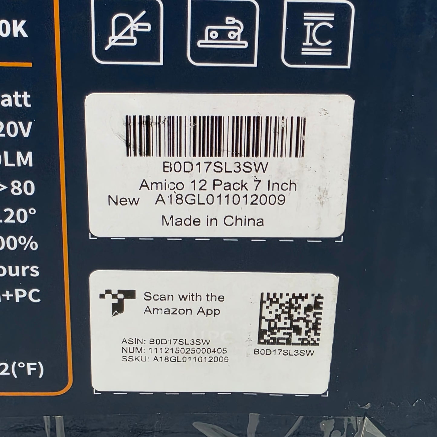 NIOB New Amico 12-Pack 7" 5CCT IN 1 LED Recessed Light A18GL011012009