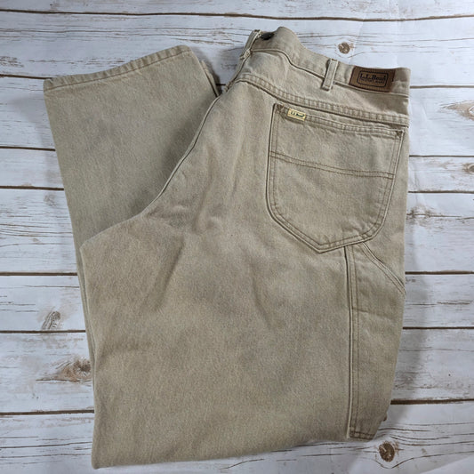 Men's L.L. Bean West Branch Tan Khaki Work Pants 42x30