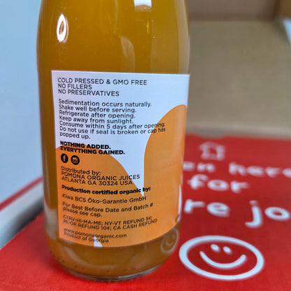 Pomona Organic Apricot Juice, Cold Pressed USDA Organic Juices, 100% Apricots, No Added Sugar, Not From Concentrate, Vegan, Kosher, Non GMO, Pasteurized, 8.4 oz Glass Bottles (Pack of 12)(Packaging May Vary)