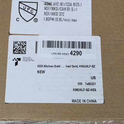 NIB KES Gold Pot Filler with Heat-Resistant Cartridge, 26" Brushed Gold Pot Filler Faucet Over Stove