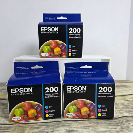 Set of 3 NIB New EPSON 200 Standard Capacity DuraBrite Ultra Ink Cartridge