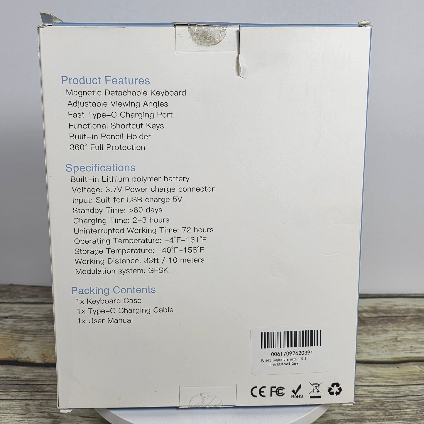 NIB New Funbiz Wireless Magnetic Keyboard Case Compatible with IPad 7,8,9 and iPad Air 3/pro 10.5in