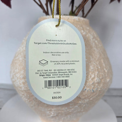 NWT New THRESHOLD Designed W/ Studio McGee Faux Arrangement Burgundy Leaf w/ Vase