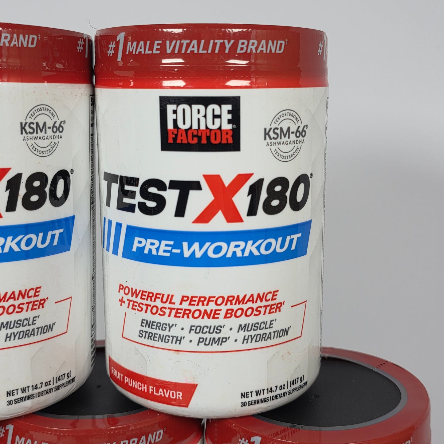 Lot of 8 New Containers FORCE FACTOR TESTX180 Pre-Workout Fruit Punch Flavor Net Wt 14.7 oz 30 Servings