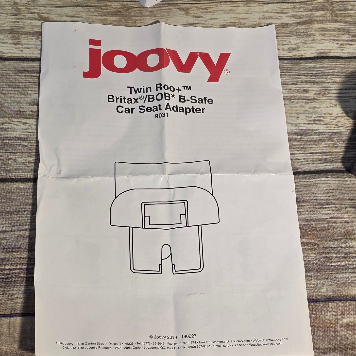 NIOB New JOOVY TwinRoo+ Britax/BOB-Safe Car Seat Adapter 9031 Stroller