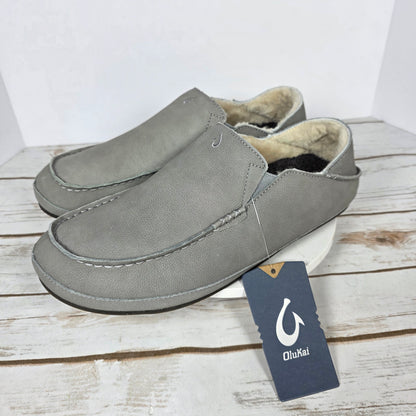 NWT New Men's Olukai Moloa Slippers Sharkskin Gray US Size 12M 10252-GWGW