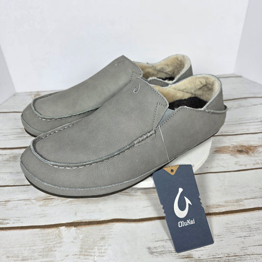 NWT New Men's Olukai Moloa Slippers Sharkskin Gray US Size 12M 10252-GWGW