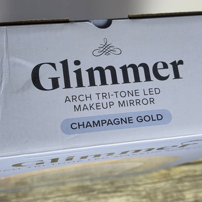NIB New Glimmer Arch Tri-Tone LED Makeup Mirror Champagne Gold