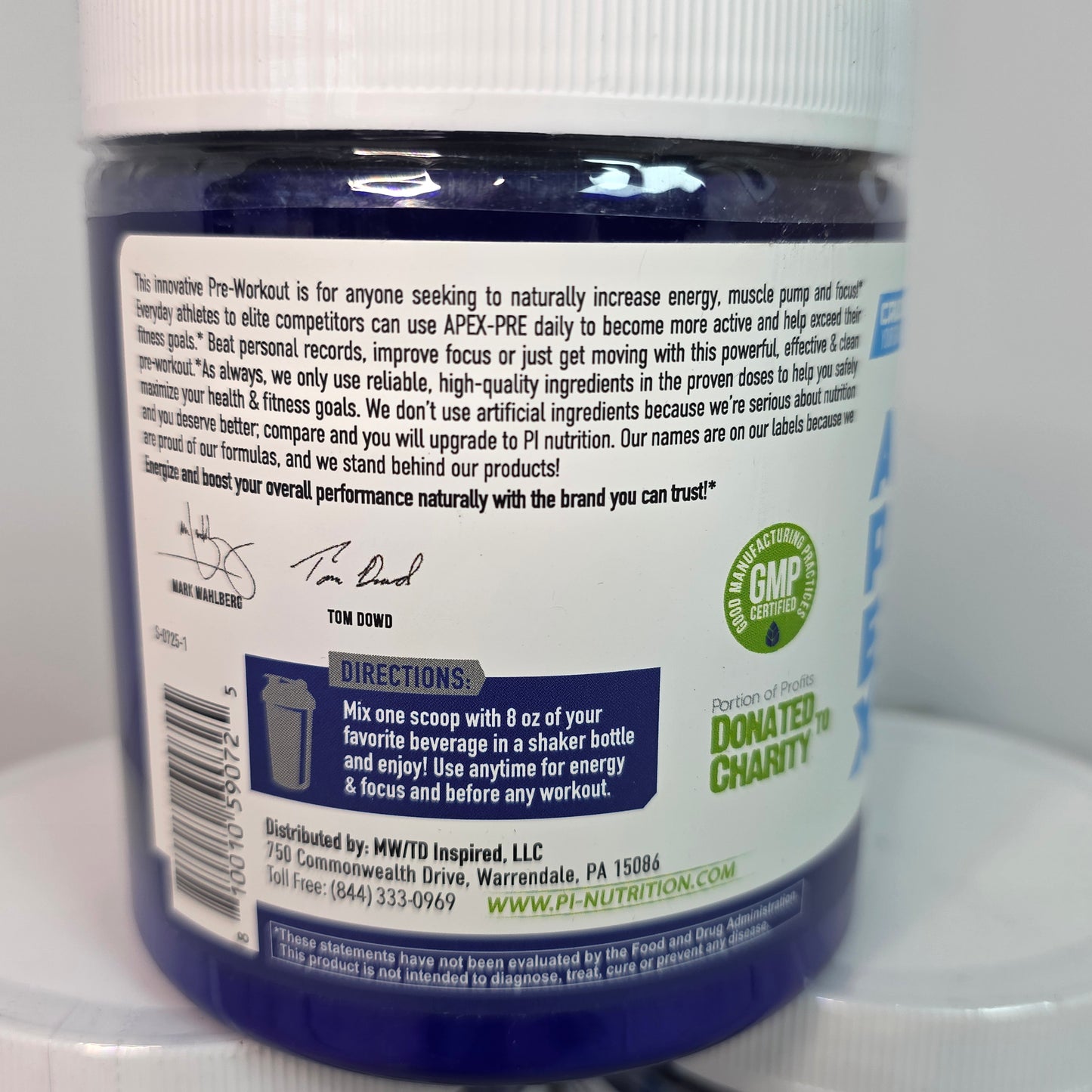 3 Bottles New PERFORMANCE INSPIRED Nutrition APEX Pre Workout Powder Blue Raspberry Increase Energy & Endurance Caffeine Beta Alanine All Natural Vegan Formula