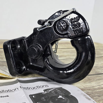 20-Ton Pintle Hook Capacity Hitch Receiever Hook Black