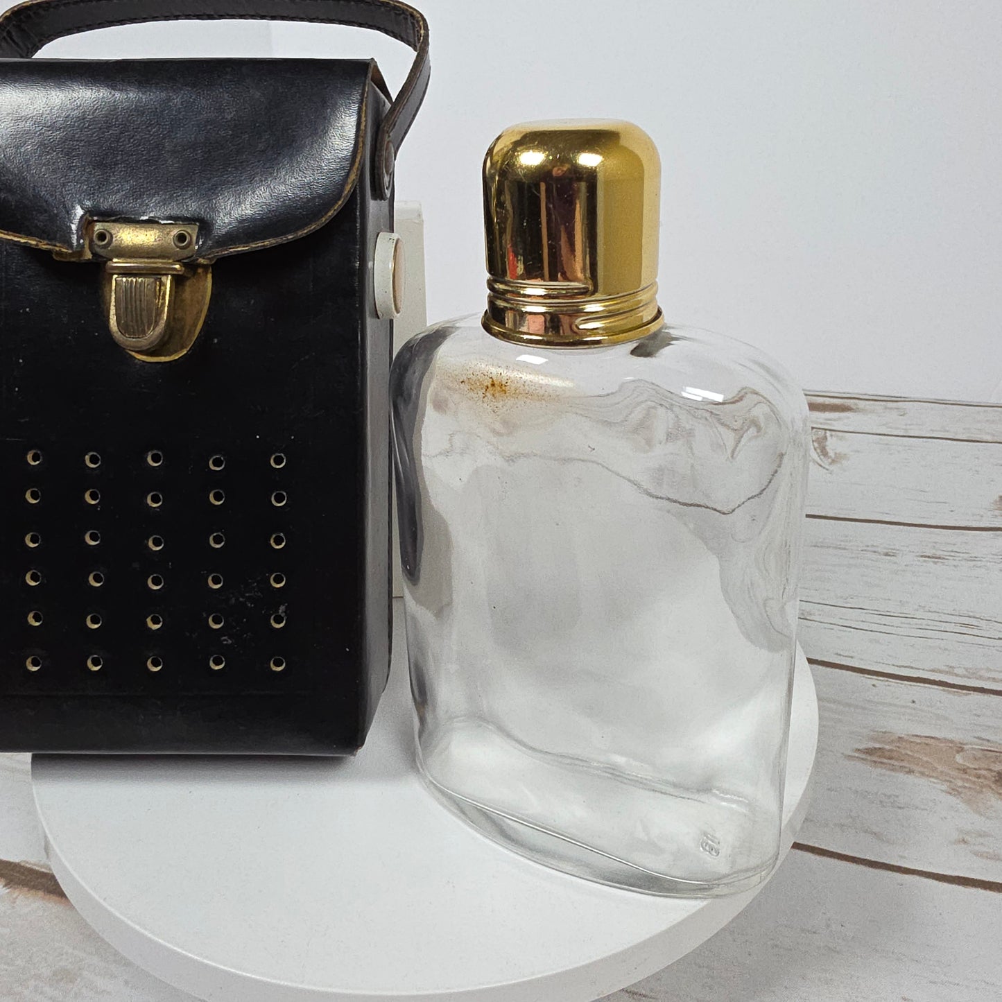 Vintage Faux Leather Transistor Radio Hidden Glass Flask