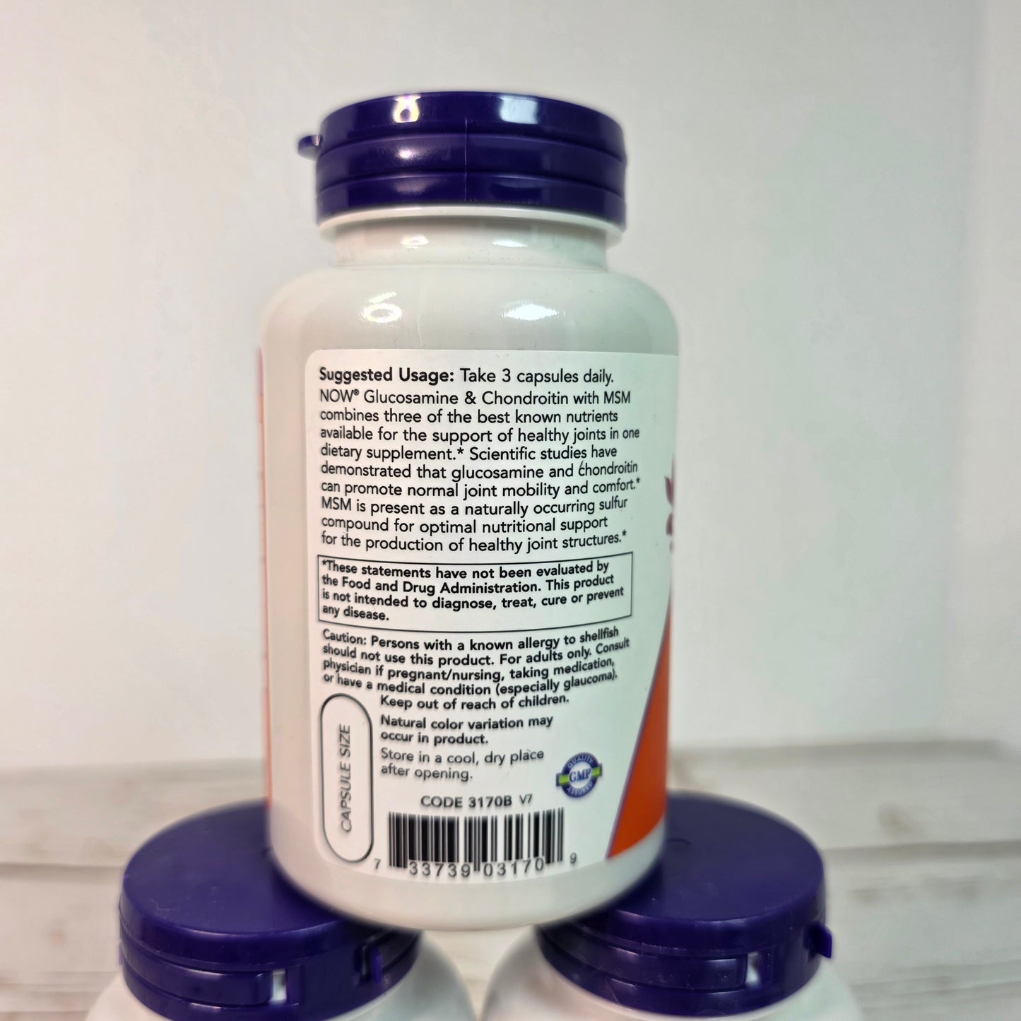 3 Bottles of New NOW Glucosamine & Chondroitin w/ MSM Joint Health