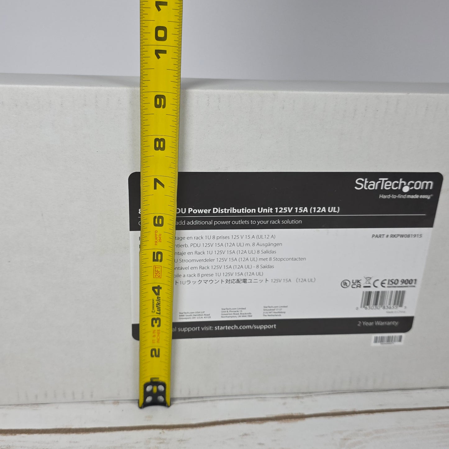 NIB New StarTech 8-Outlet PDU Power Distribution Unit 125V Part #RKPW081915