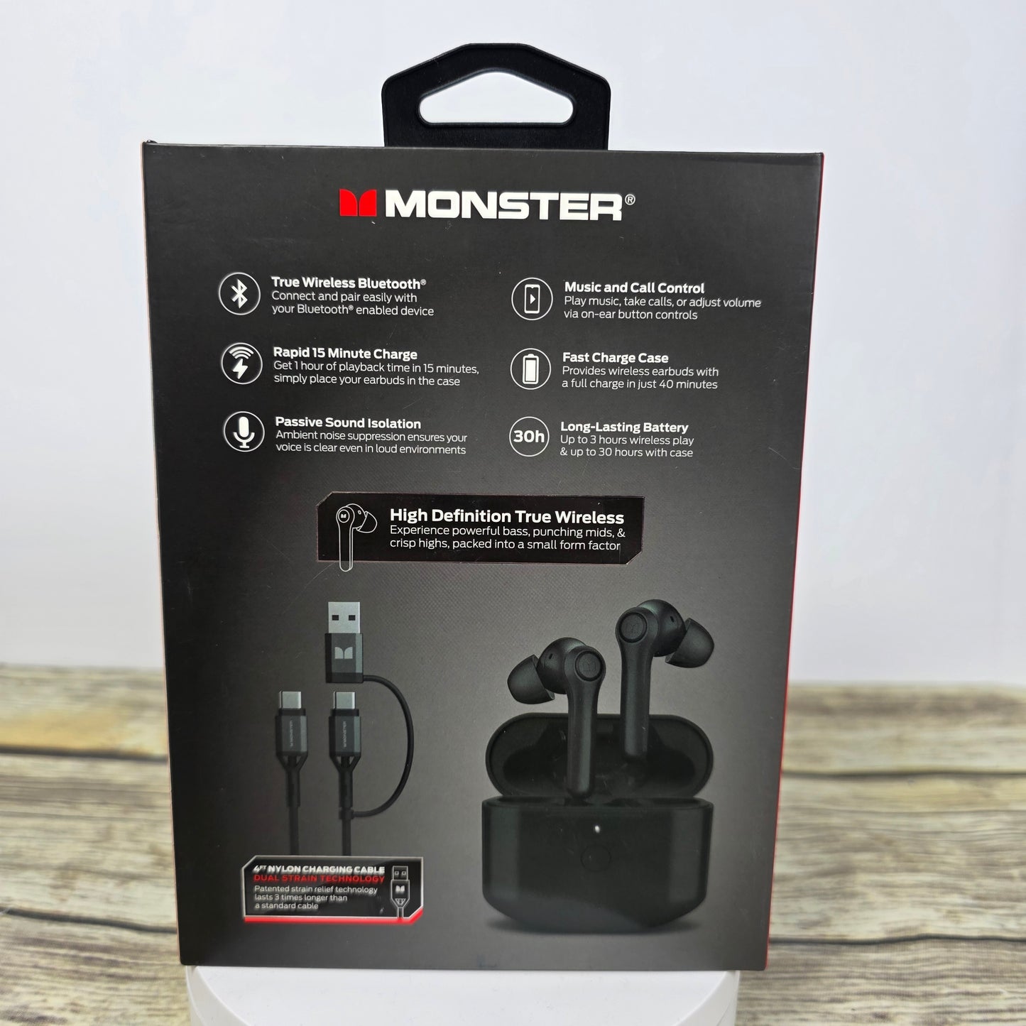 NIB New MONSTER Verse Wireless Bluetooth Earbuds Black