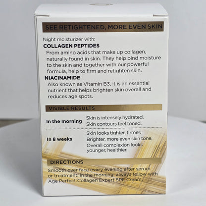 NIB New L'OREAL Age Perfect Anti-Sagging + Even Tone  Collagen Expert Night Moisturizer
