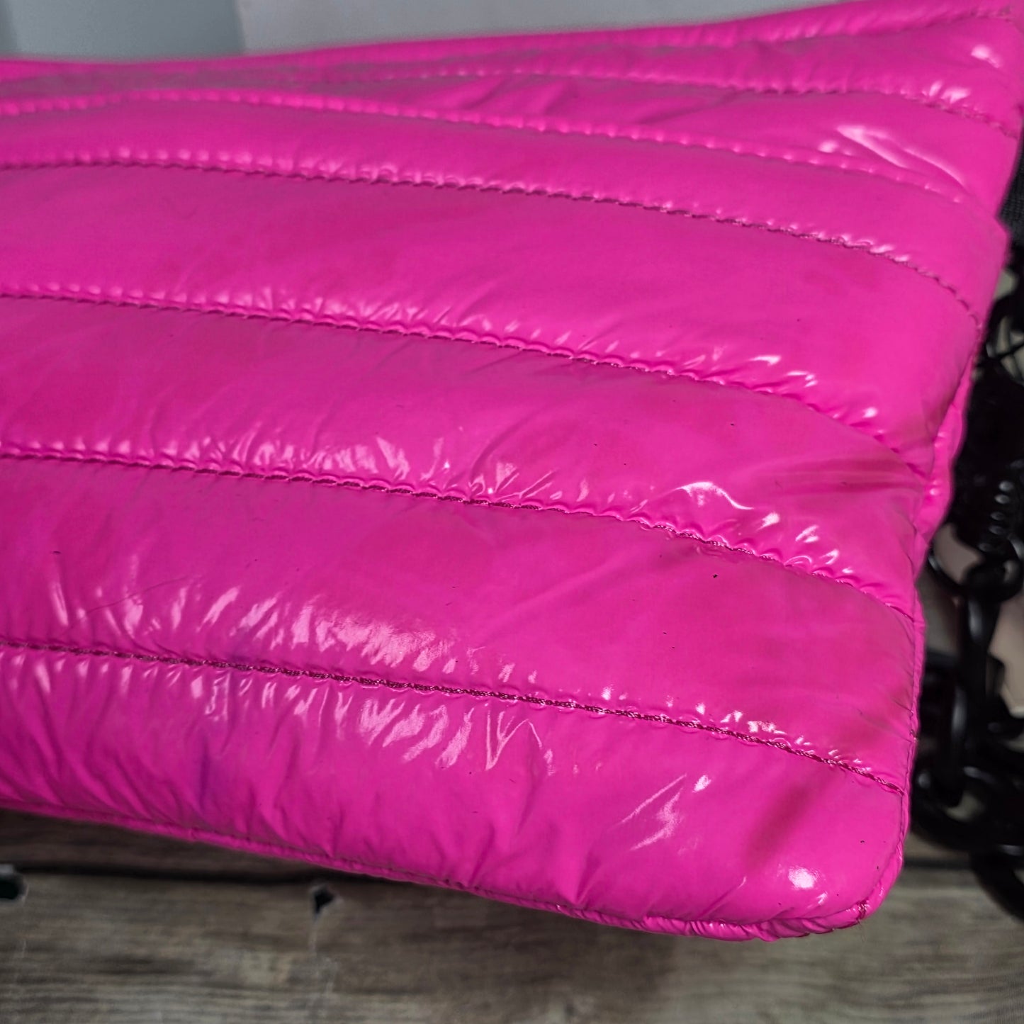 NWT New BCBG Generation Hot Pink Puffy Vinyl GN22374 2-in-1 Convertible Bag