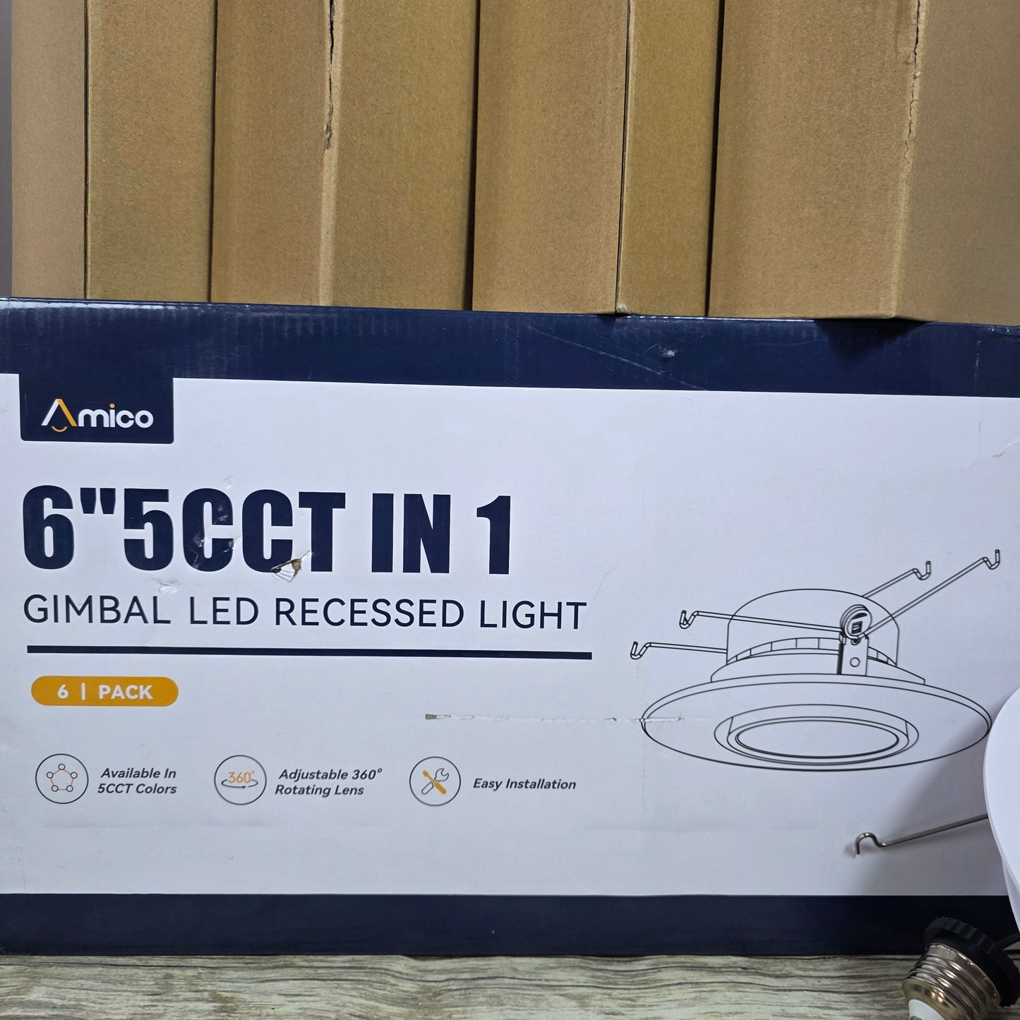 New Amico 6"5CCT IN 1  Gimbal LED Recessed Lights 4 Pack