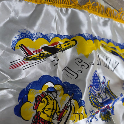 Vintage U.S. Army Mother's Pillow Sham w/ Fringe Fort Jackson S.C.