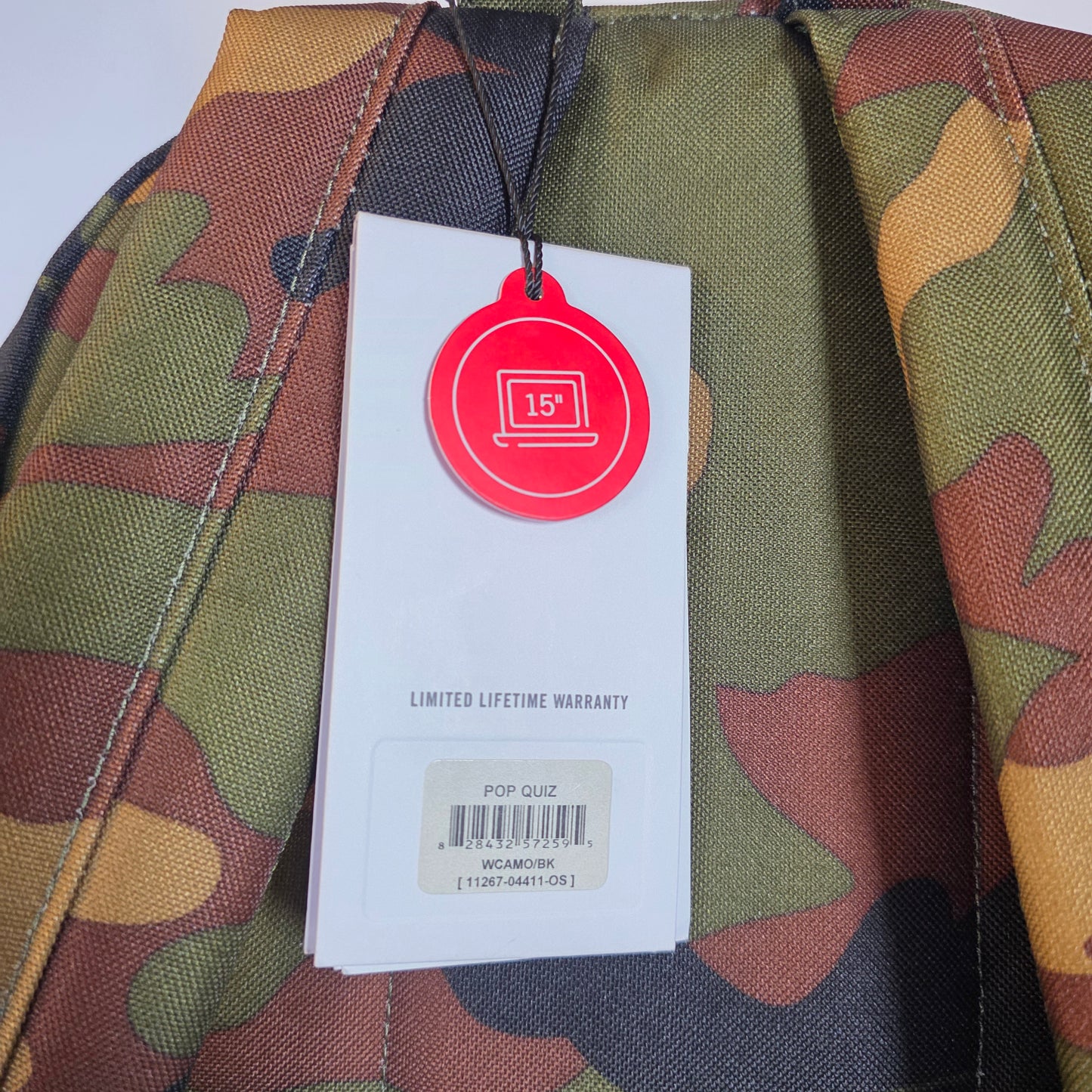 NWT New Herschel 15" Pop Quiz Camoflauge Black Backpack