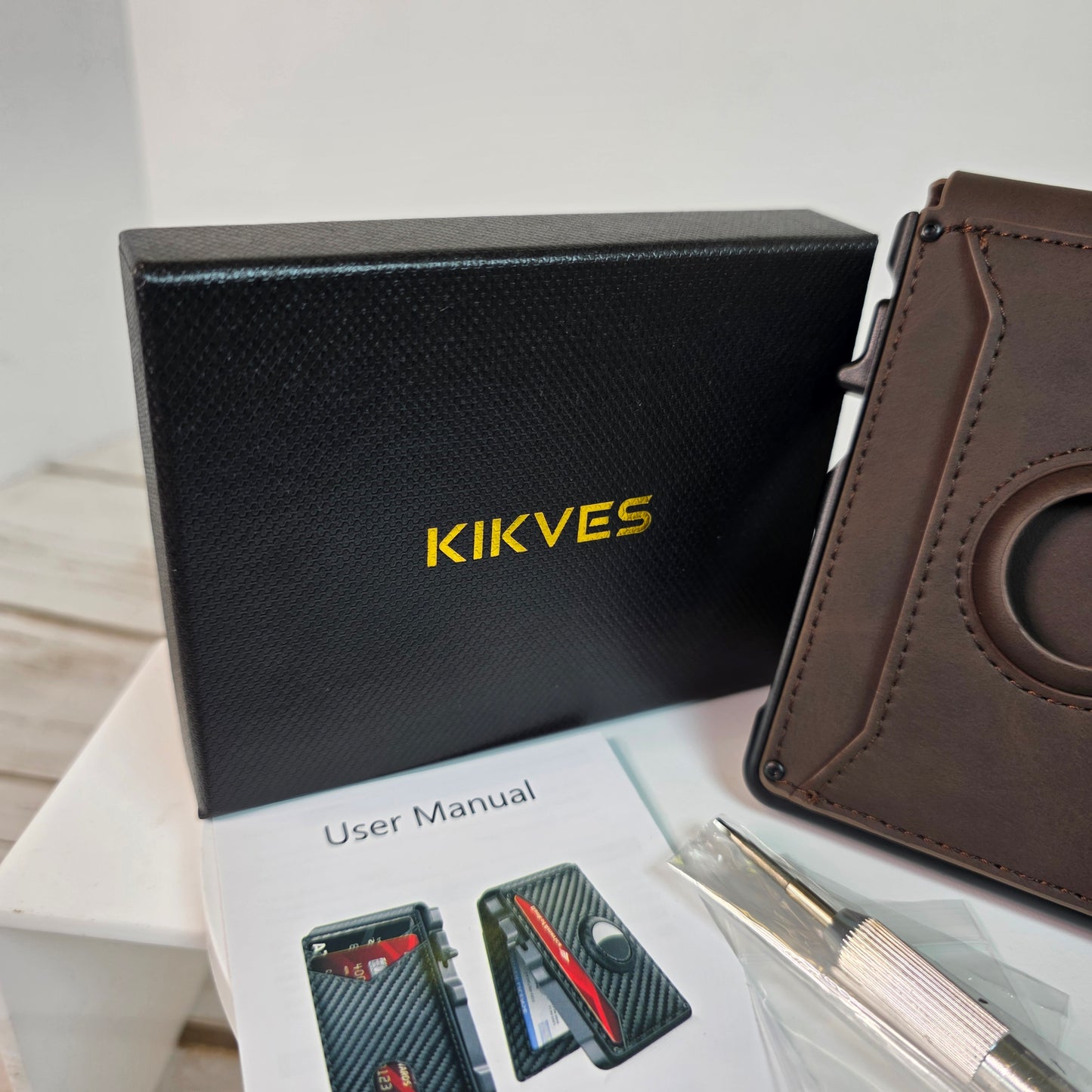 New KIMVES  Minimalist Airtag Wallet Coffee Brown
