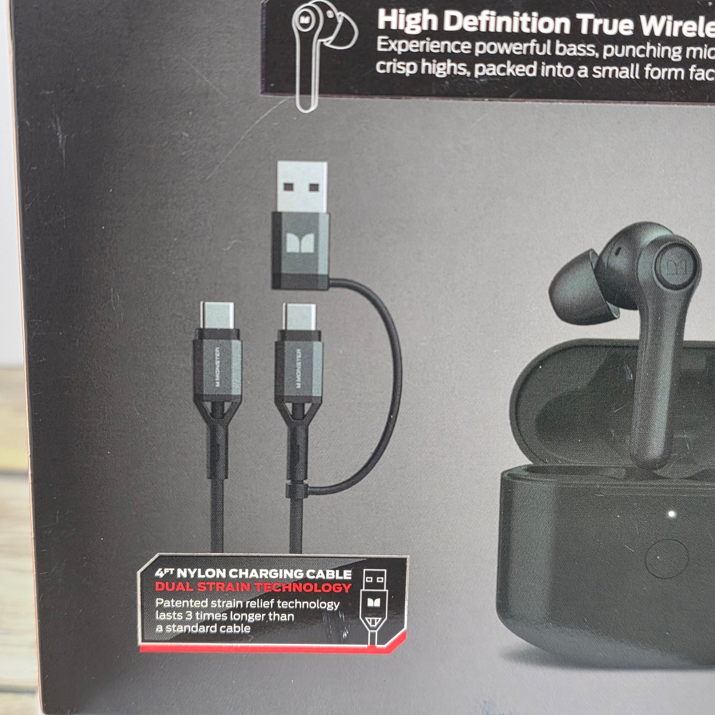 NIB New MONSTER Verse Wireless Bluetooth Earbuds Black