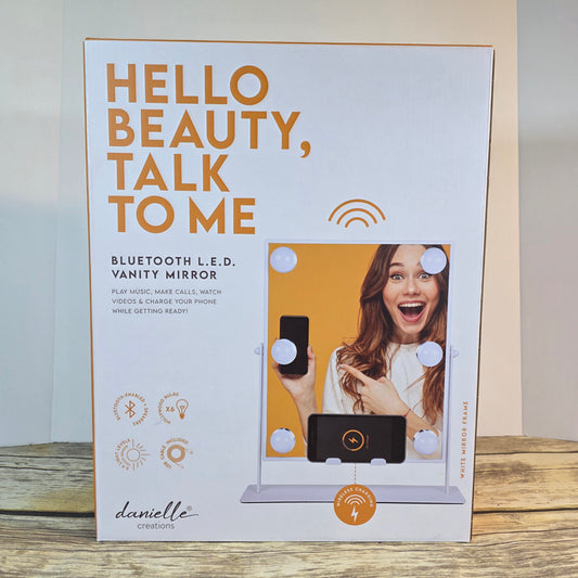 NIB New Danielle Creations Bluetooth LED Vanity Mirror Wireless Charging