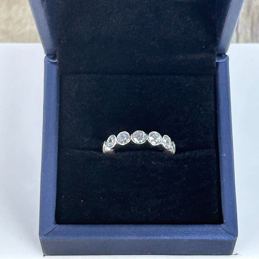 Sterling Silver Bezel Set White Sapphire Ring Nickel Free