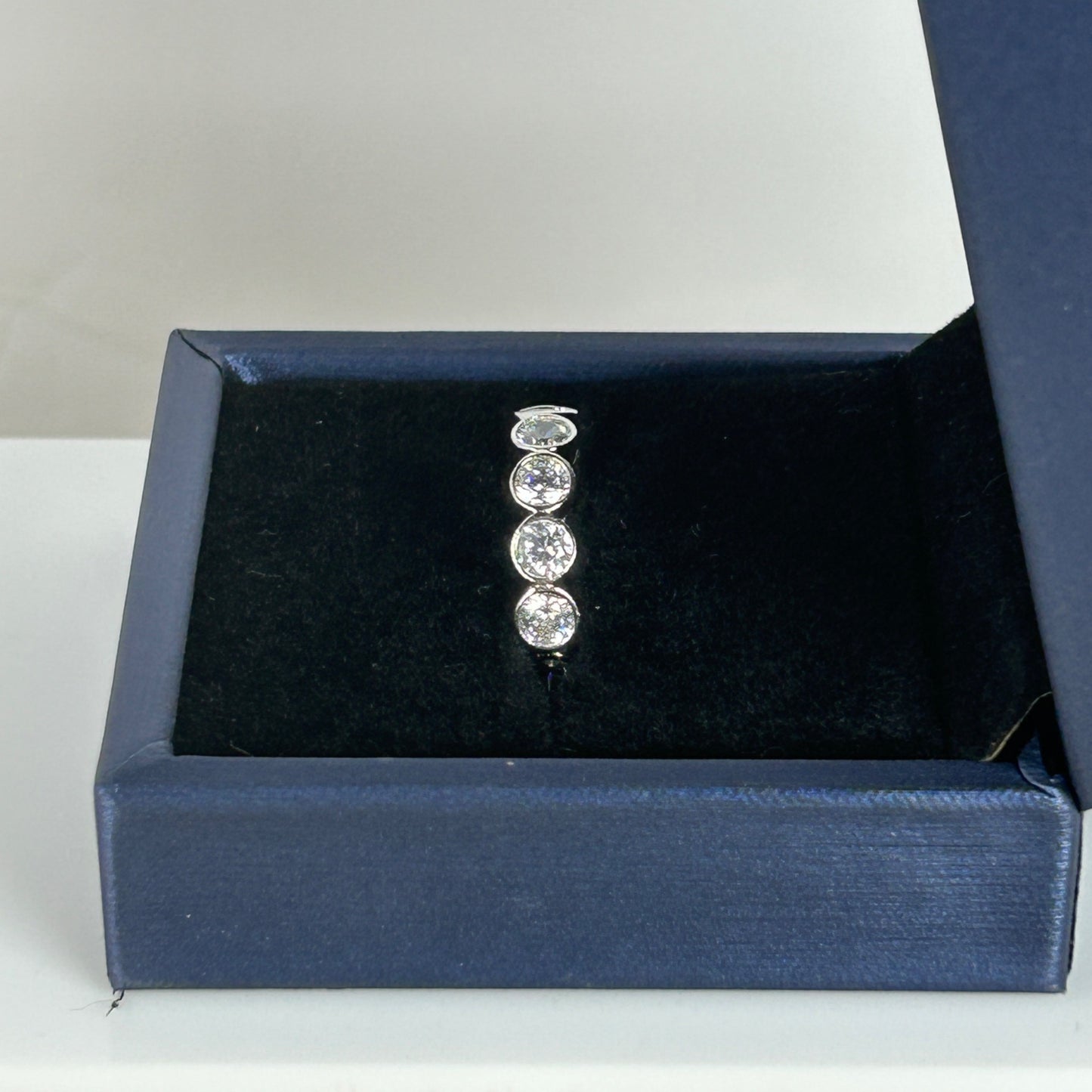 Sterling Silver Bezel Set White Sapphire Ring Nickel Free