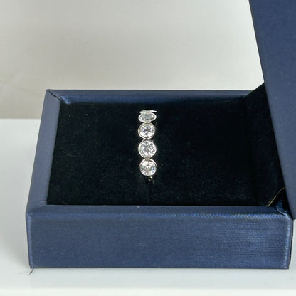 Sterling Silver Bezel Set White Sapphire Ring Nickel Free