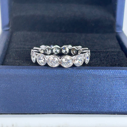 Sterling Silver Bezel Set White Sapphire Ring Nickel Free