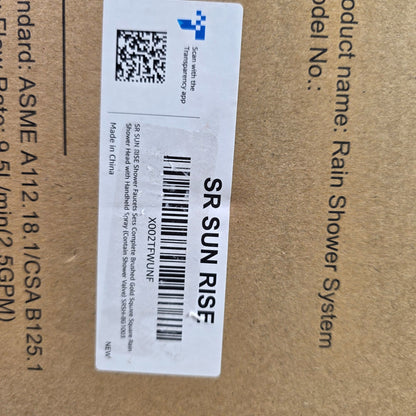 SR Sun Rise Luxury Rain Shower System With Handheld  Brushed Gold Finish  H59 Brass Build  cUPC Certified  Model SRSH-BG1003