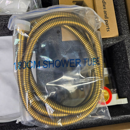 SR Sun Rise Luxury Rain Shower System With Handheld  Brushed Gold Finish  H59 Brass Build  cUPC Certified  Model SRSH-BG1003