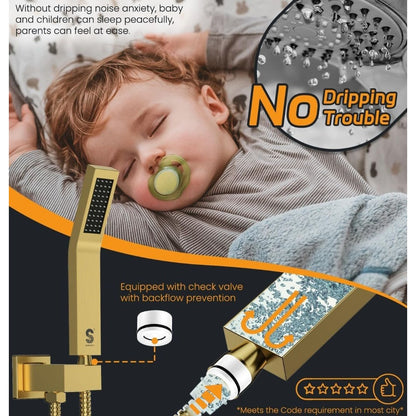 SR Sun Rise Luxury Rain Shower System With Handheld  Brushed Gold Finish  H59 Brass Build  cUPC Certified  Model SRSH-BG1003