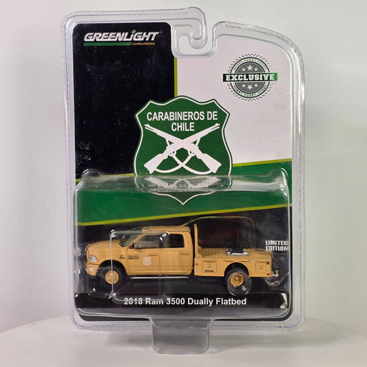 GreenLight Collectibles Carabineros De Chile 2018 Ram 3500 Dually Flatbed Limited Edition Diecast 1:64 Scale Model